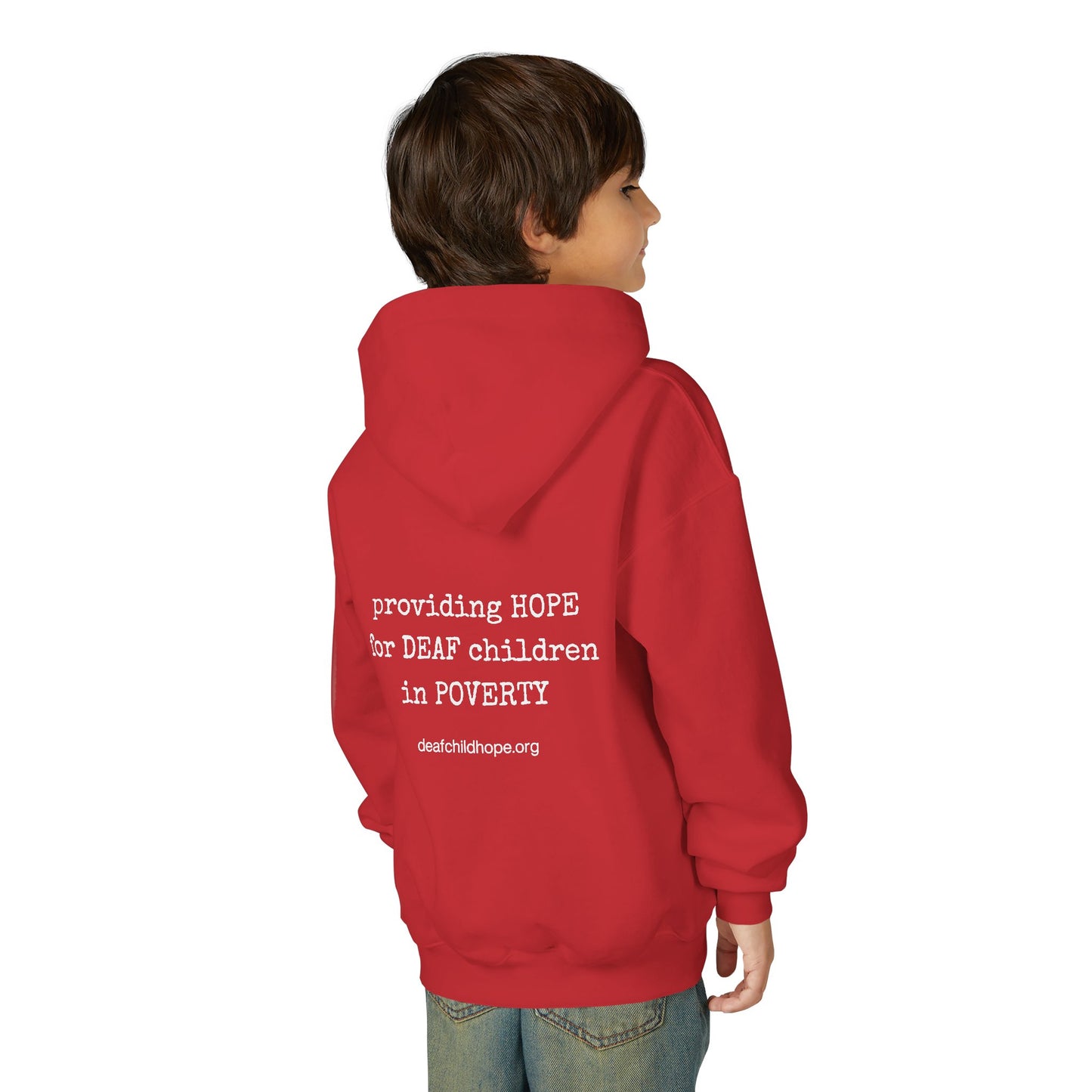 Youth Hoodie — Deaf Child Hope Charity Logo (Providing Hope for Deaf Children in Poverty)