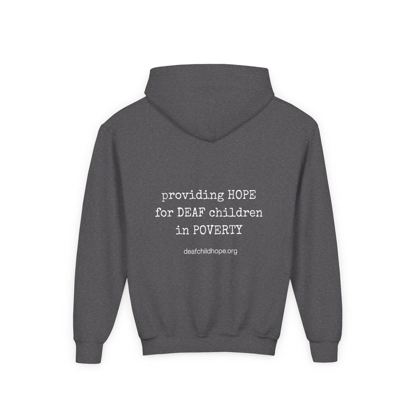 Youth Hoodie — Deaf Child Hope Charity Logo (Providing Hope for Deaf Children in Poverty)