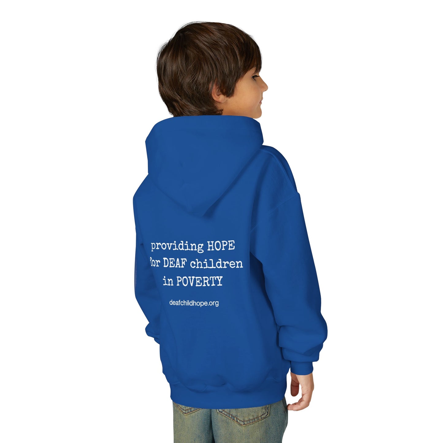 Youth Hoodie — Deaf Child Hope Charity Logo (Providing Hope for Deaf Children in Poverty)