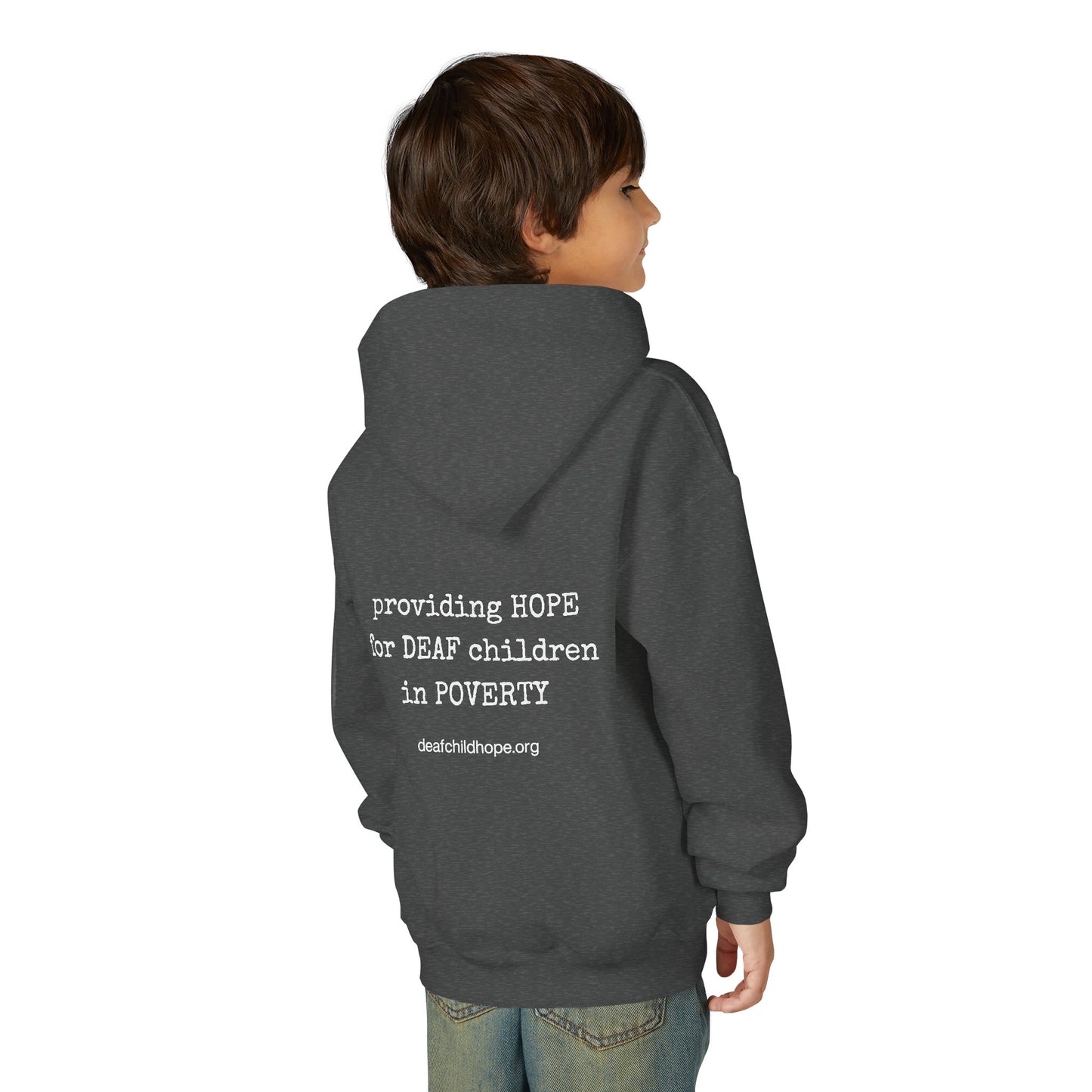 Youth Hoodie — Deaf Child Hope Charity Logo (Providing Hope for Deaf Children in Poverty)