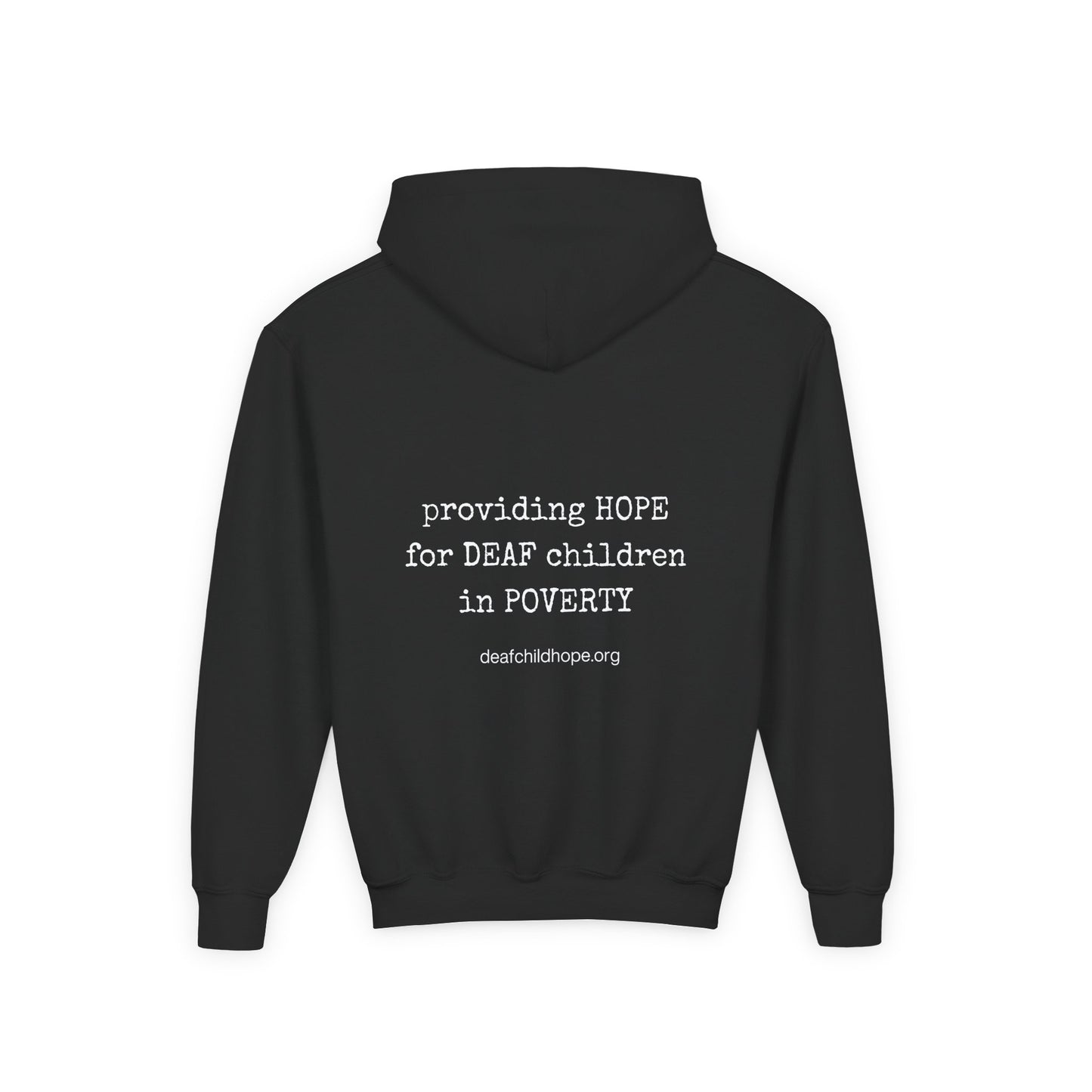 Youth Hoodie — Deaf Child Hope Charity Logo (Providing Hope for Deaf Children in Poverty)