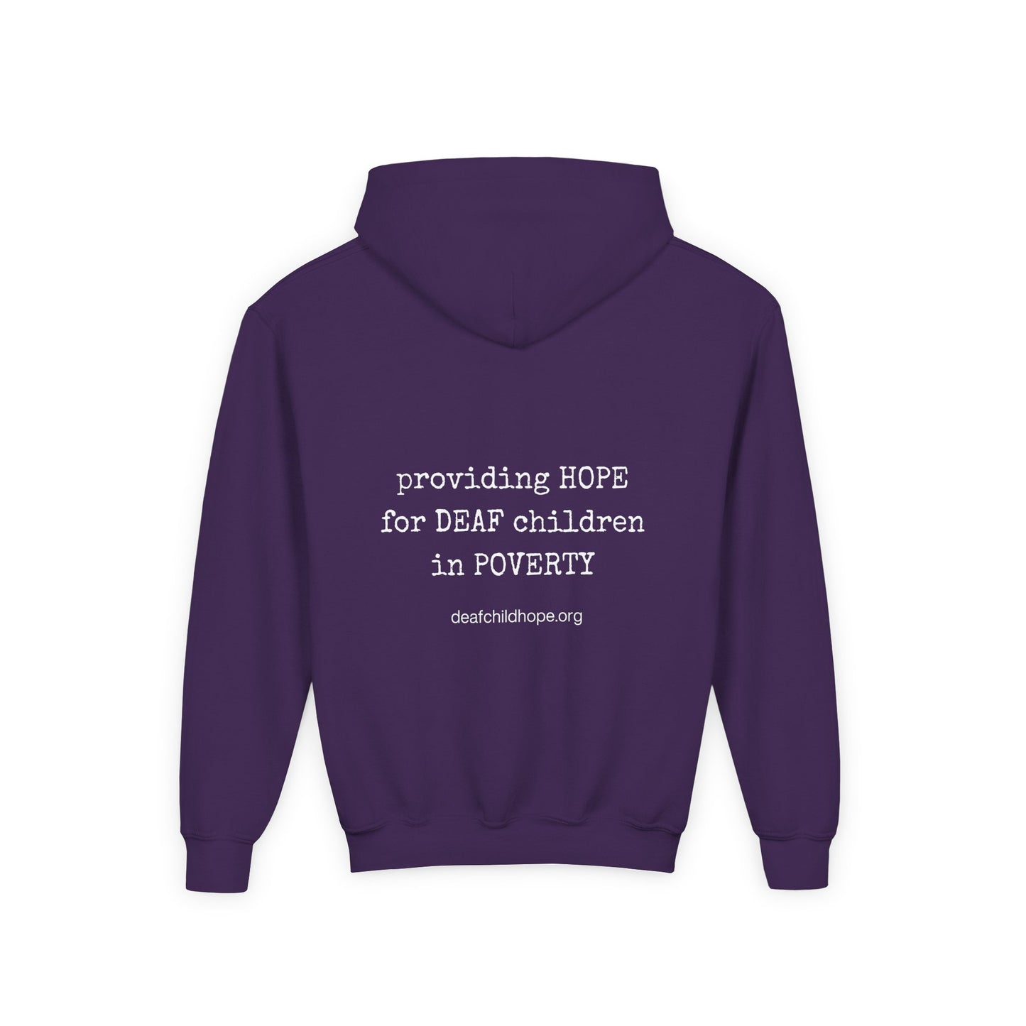 Youth Hoodie — Deaf Child Hope Charity Logo (Providing Hope for Deaf Children in Poverty)