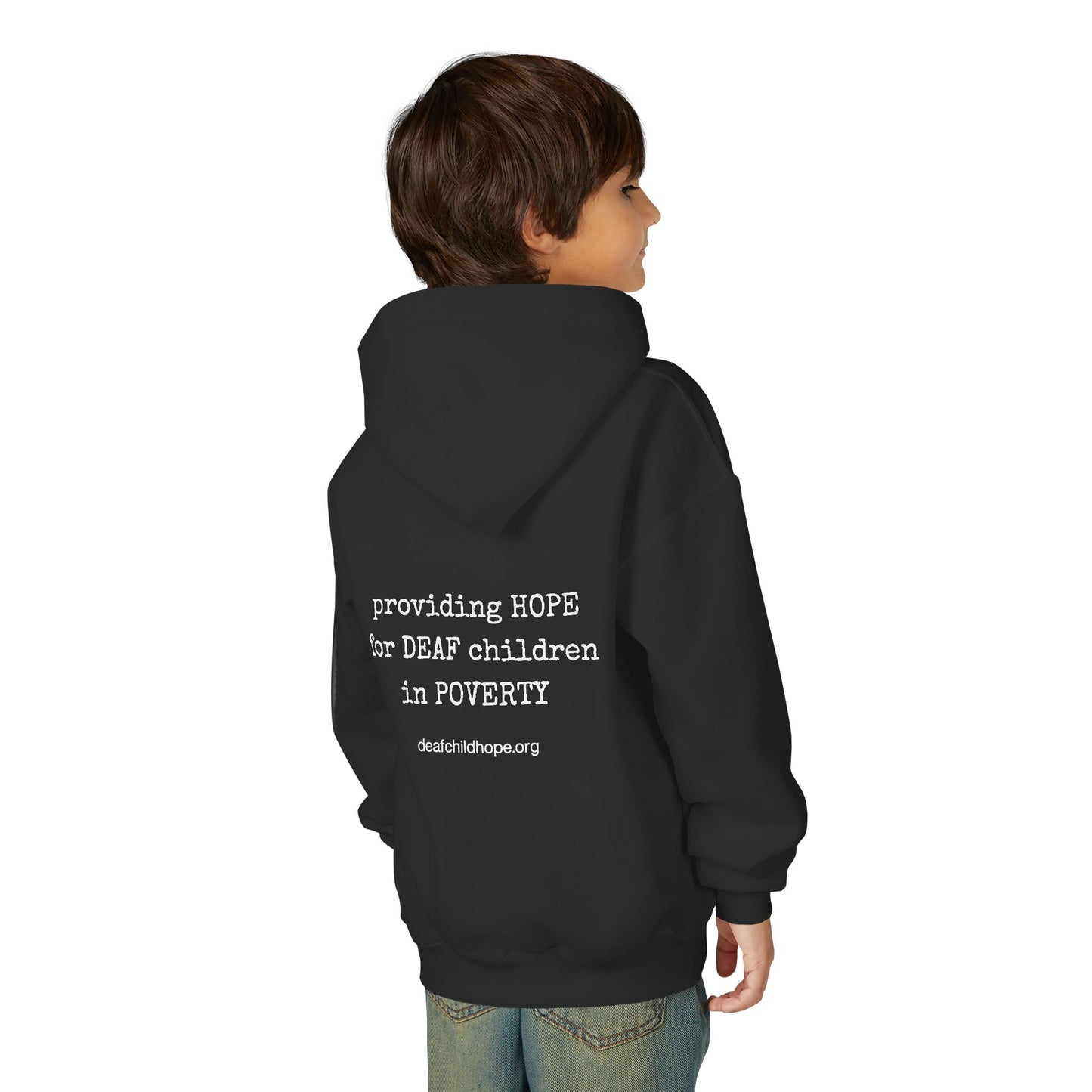 Youth Hoodie — Deaf Child Hope Charity Logo (Providing Hope for Deaf Children in Poverty)