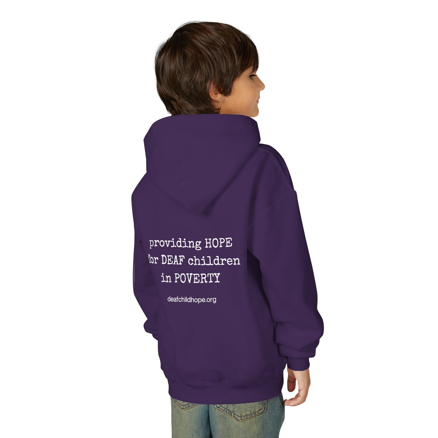 Youth Hoodie — Deaf Child Hope Charity Logo (Providing Hope for Deaf Children in Poverty)